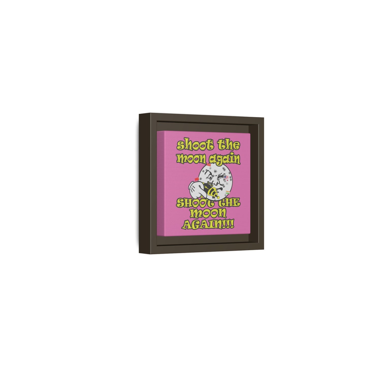 shoot the moon again - framed canvas art (light pink)