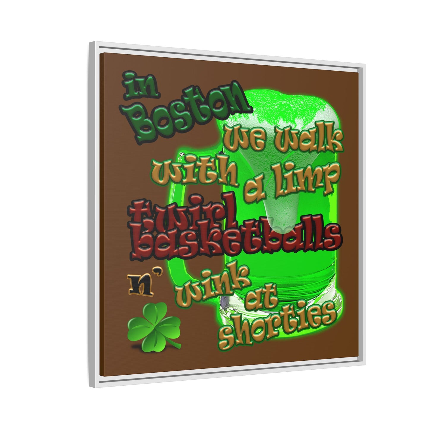 celtics logo - framed canvas art (brown)