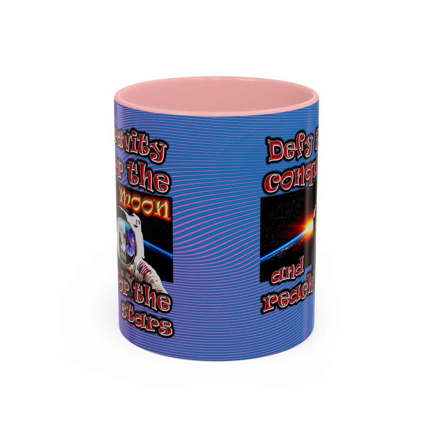 defy conquer reach - Accent Mug (light blue-purple wave)