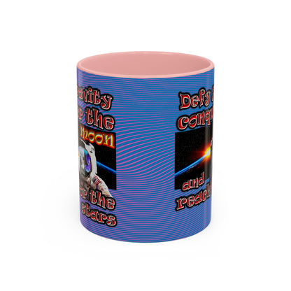 defy conquer reach - Accent Mug (light blue-purple wave)