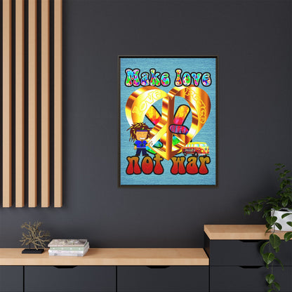 love peace - framed canvas art (faded blue)