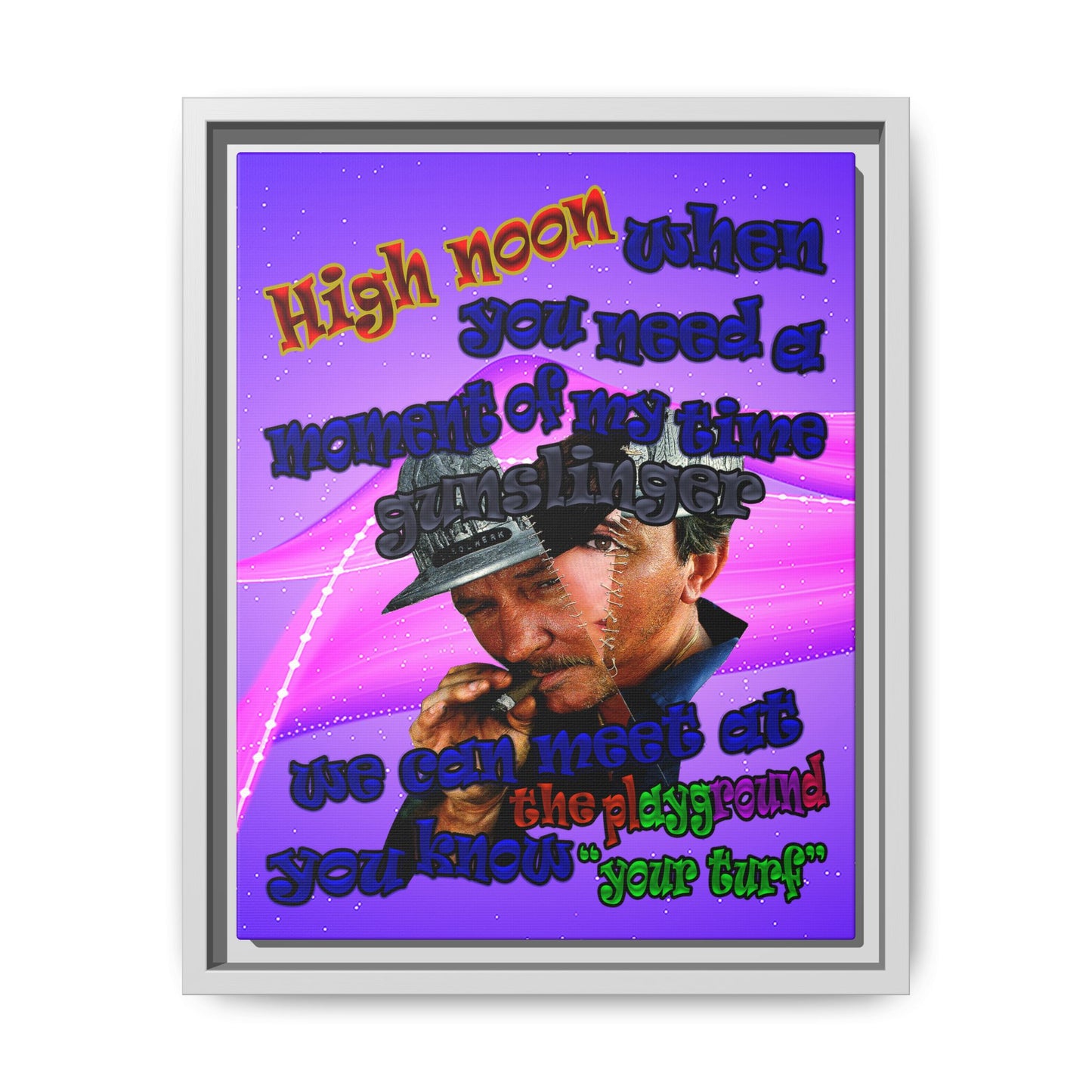 high noon - framed canvas art (purple-pink wave)
