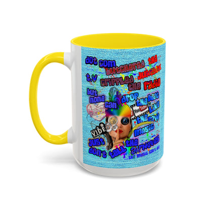 drop the beat - Accent Mug (faded blue)