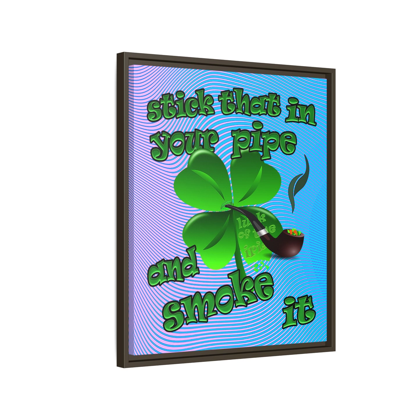 stick that in your pipe and smoke it - framed canvas art (light blue-purple wave)