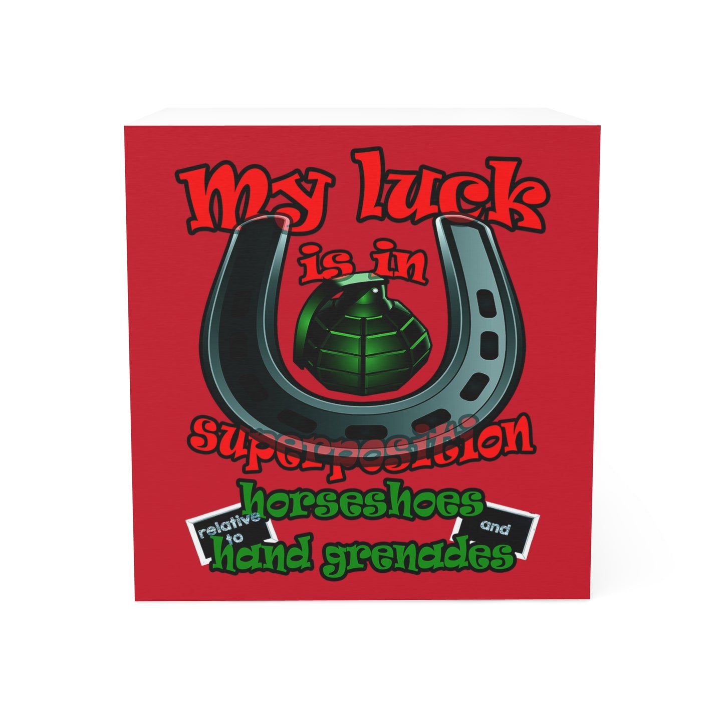 my luck - note cube (dark red)