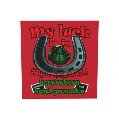 my luck - note cube (dark red)