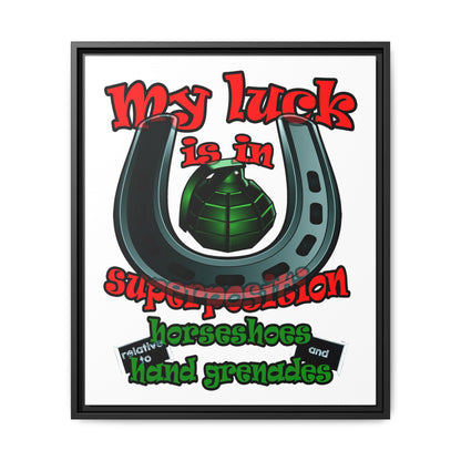 my luck - framed canvas art (white)