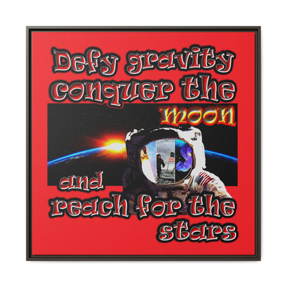 defy conquer reach - framed canvas art (red)