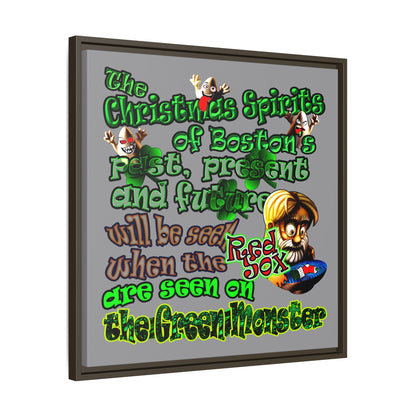christmas spirits of boston - framed canvas art (grey)