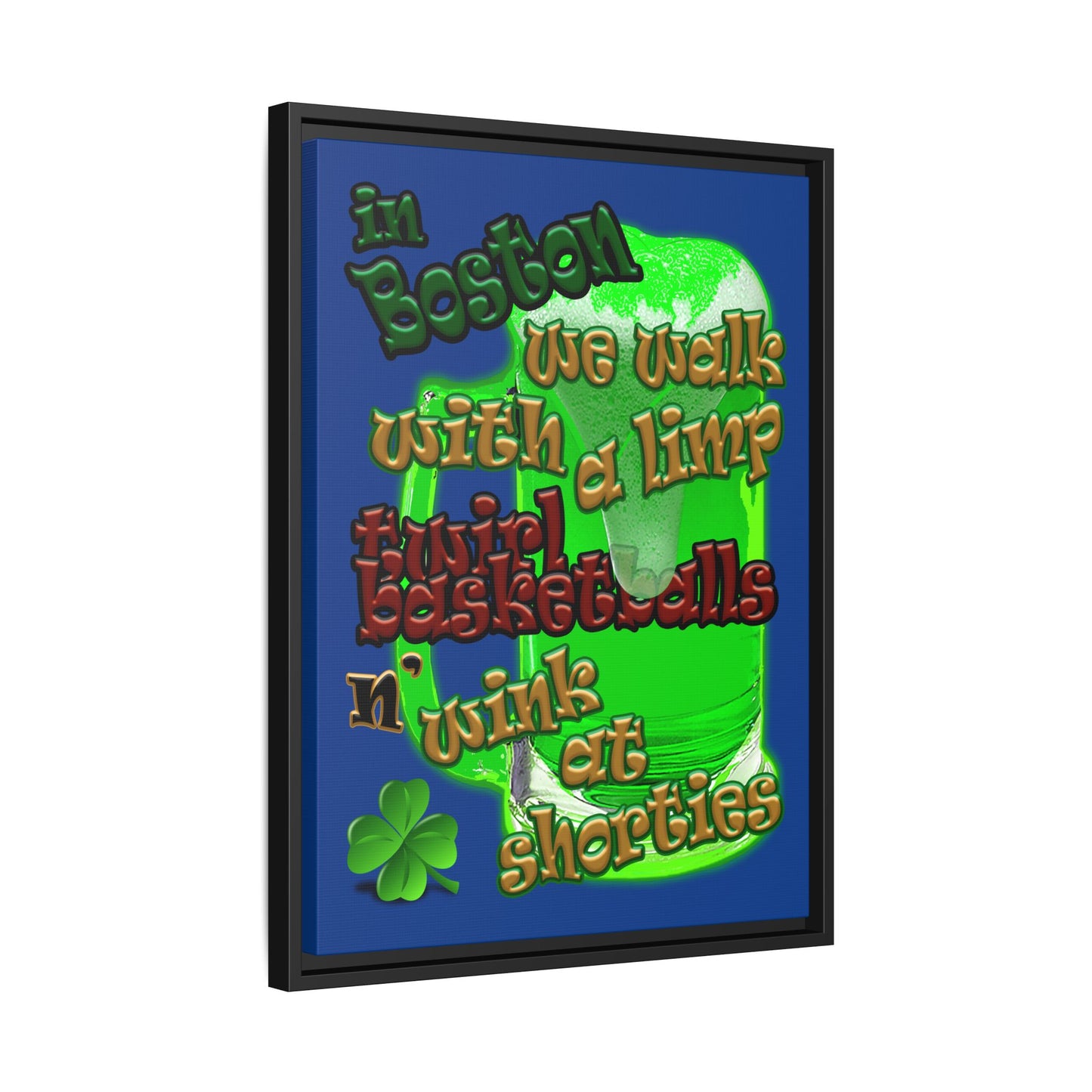 celtics logo - framed canvas art (dark blue)