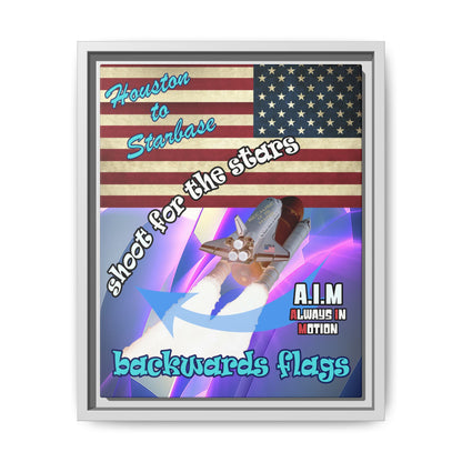 shoot for the stars - framed canvas art (grey-pink wave)