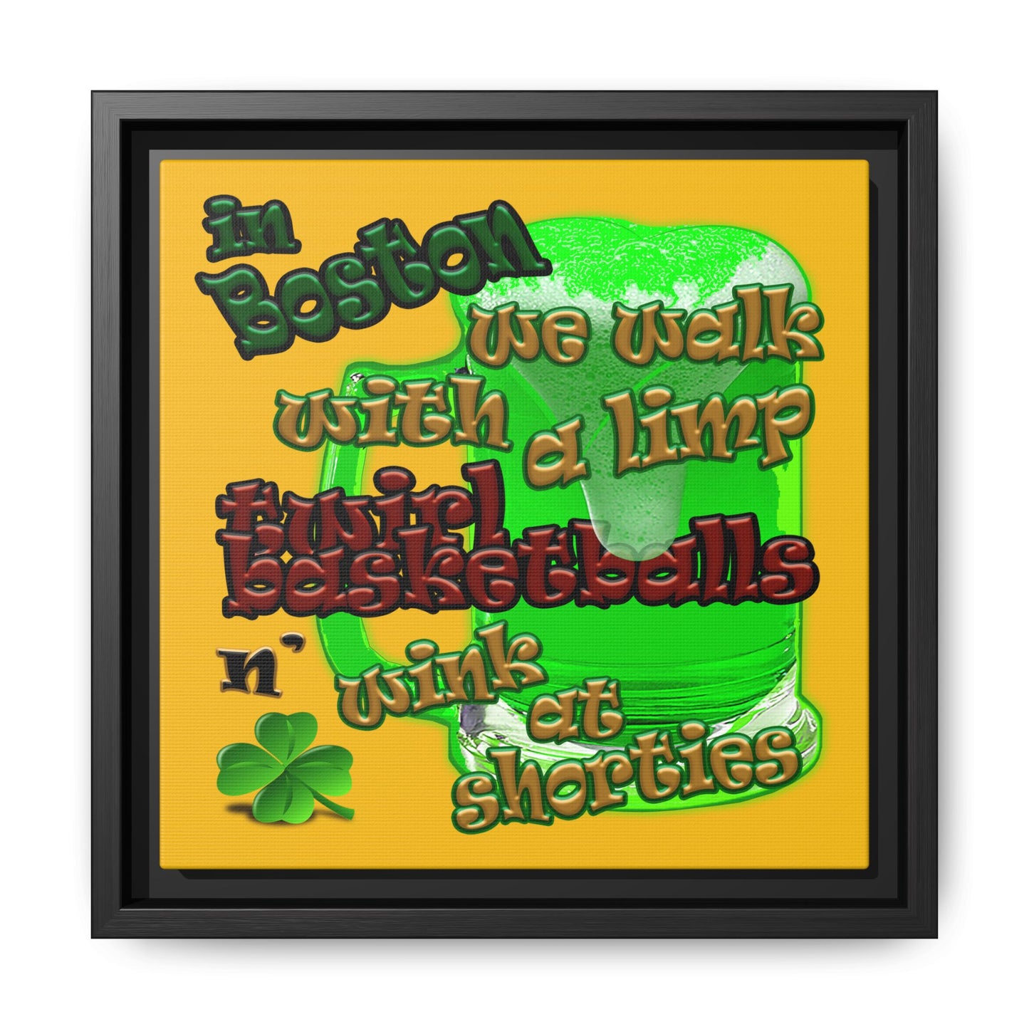 celtics logo - framed canvas art (yellow)