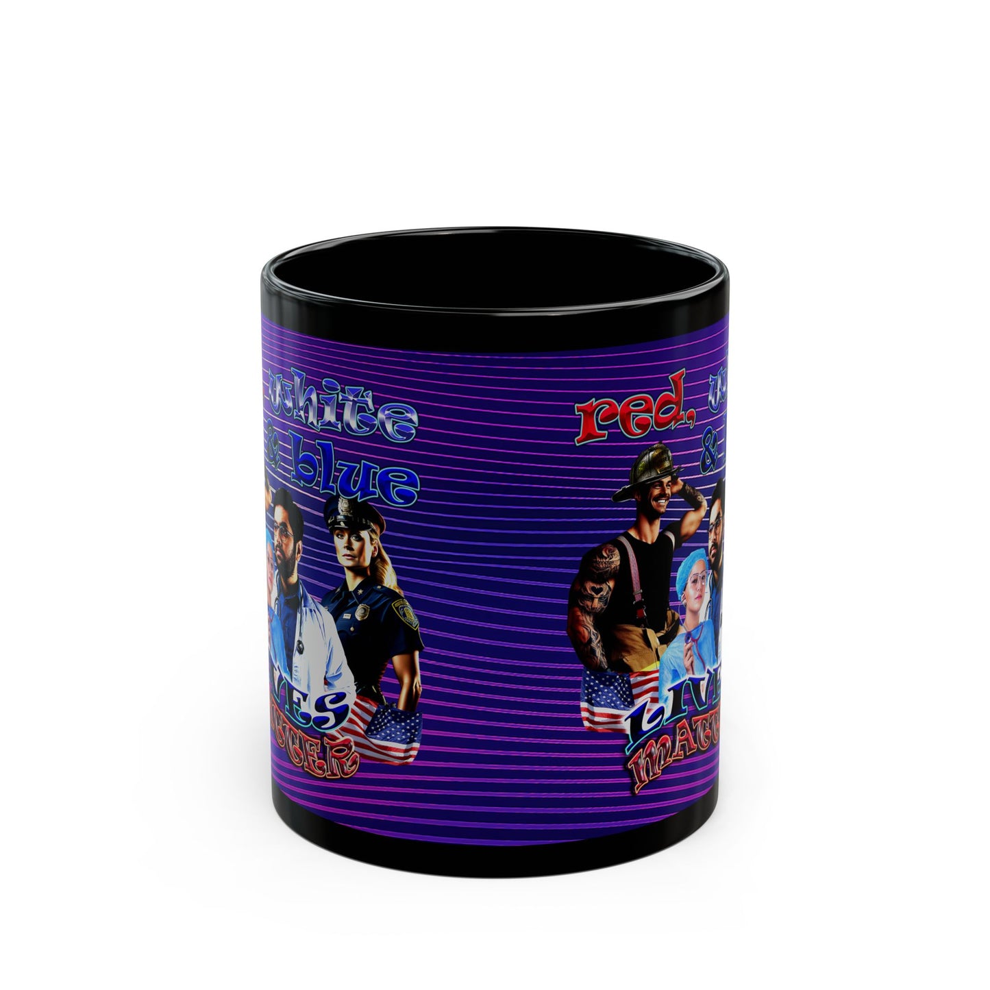 rw&b lives matter - Black Mug (purple wave)