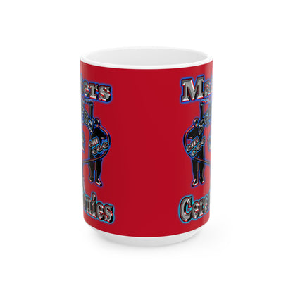 em cee squared - White Mug (dark red)