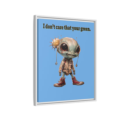 I don't care that your green - framed canvas art (light blue)