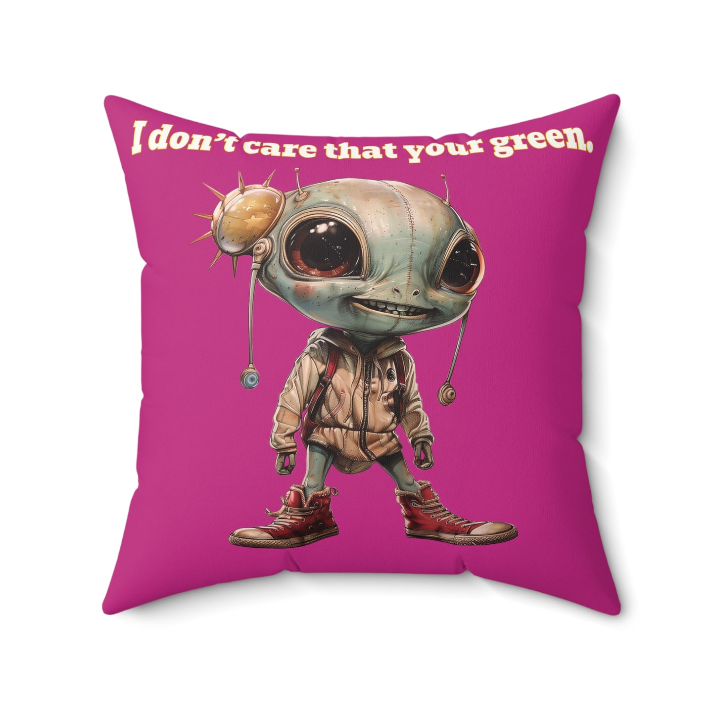 I don't care that your grey - Faux Suede Square Pillow - (pink)