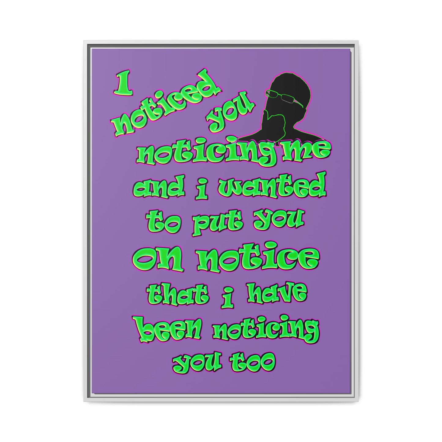 noticed you noticing - framed canvas art (light purple)