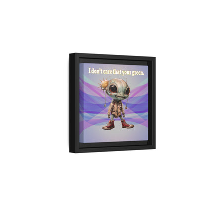 I don't care that your green - framed canvas art (light blue-pink wave)