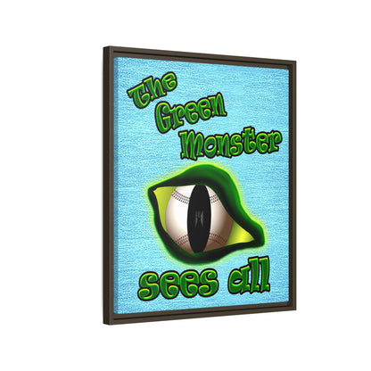green monster - framed canvas art (faded blue)