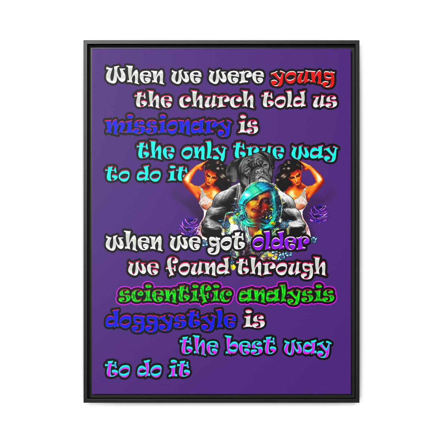 doggystyle - framed canvas art (purple)