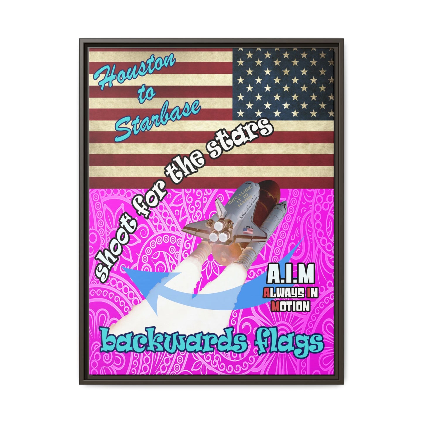 shoot for the stars - framed canvas art (pink swirl)