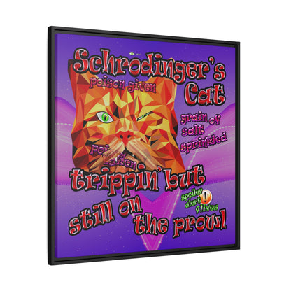 schrodinger's cat - framed canvas art (purple-pink wave)