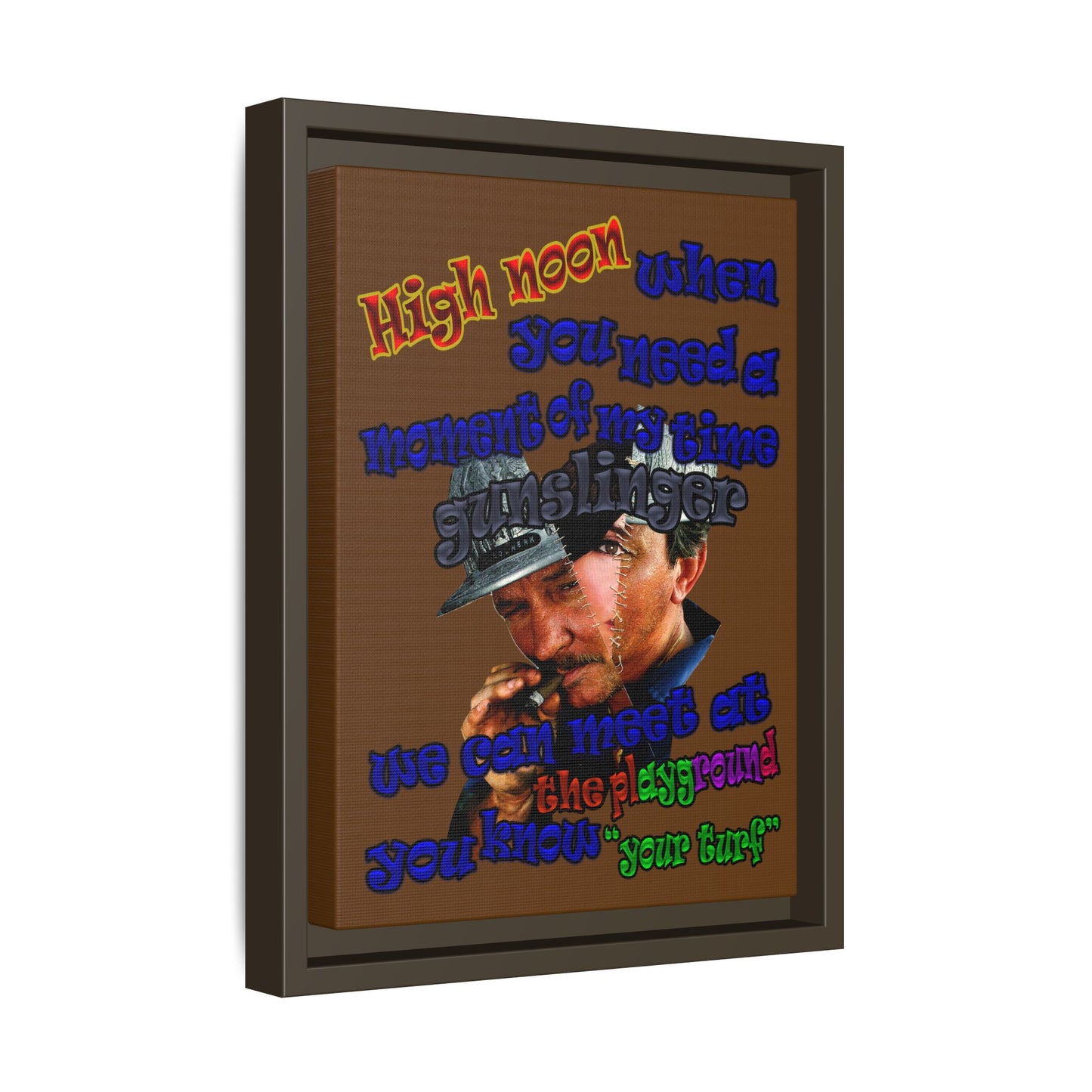 high noon - framed canvas art (brown)
