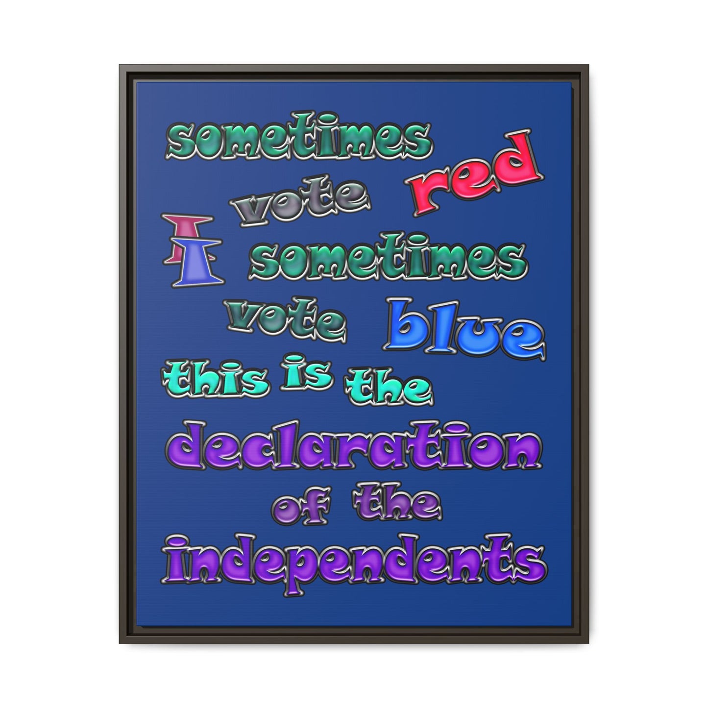 declaration of the independents - framed canvas art (dark blue)