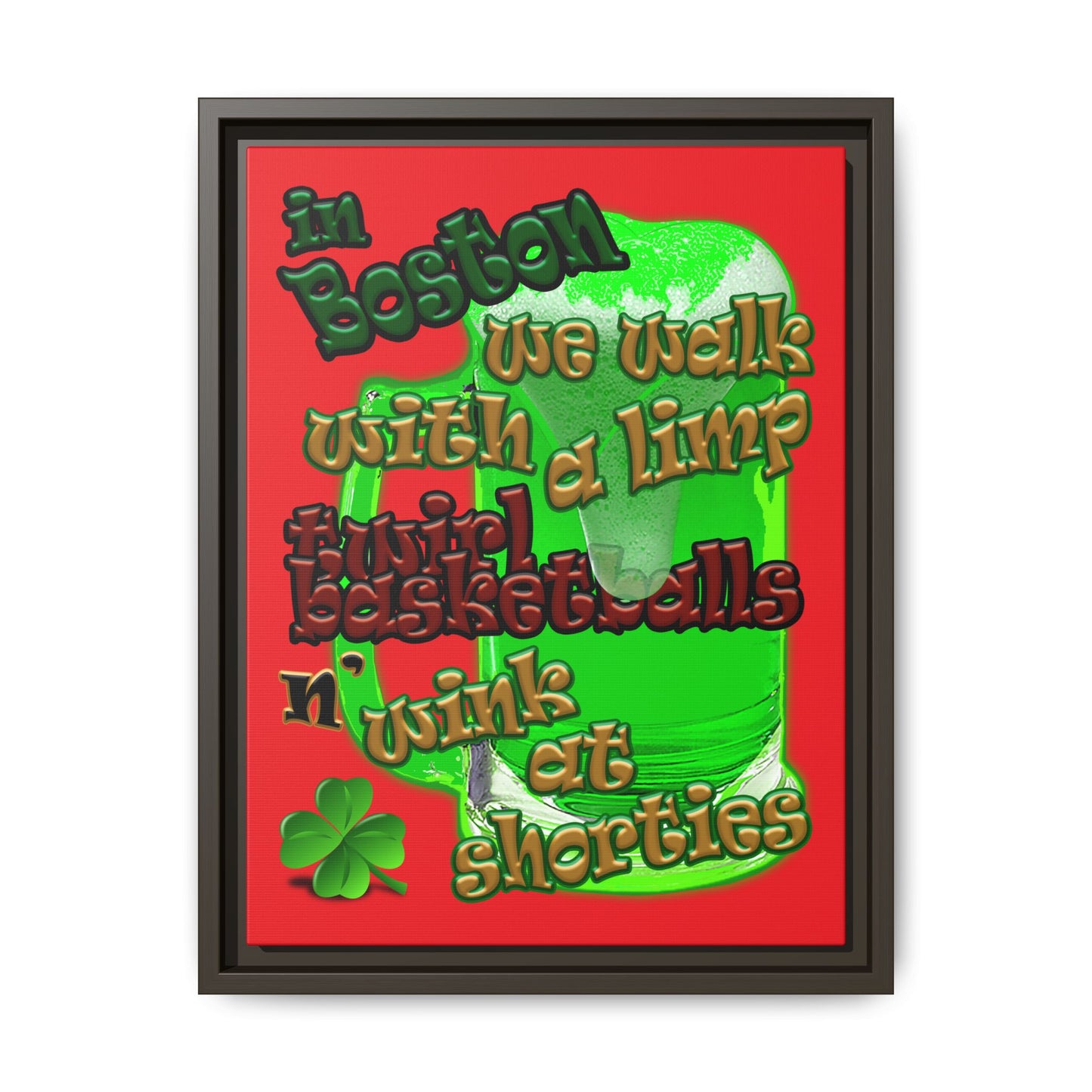 celtics logo - framed canvas art (red)