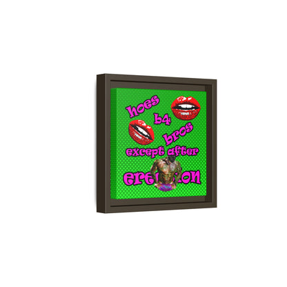 hoes b4 bros - framed canvas art (logo green)