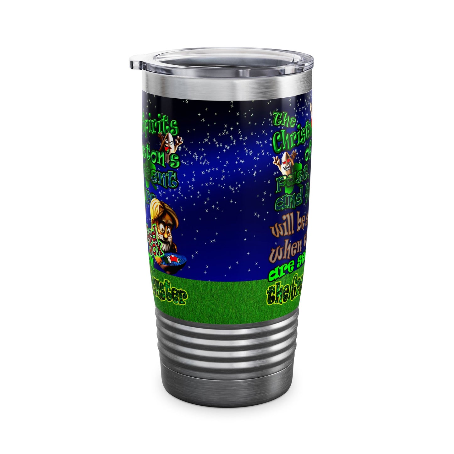 christmas spirits of boston - Ringneck Tumbler, 20oz ('snoops' background)