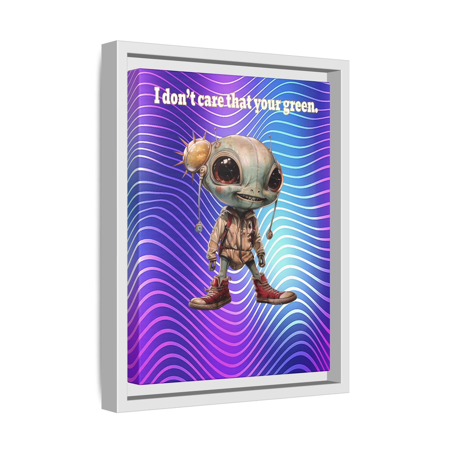 I don't care that your green - framed canvas art (purple wave)