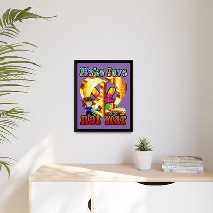 love peace - framed canvas art (light purple)