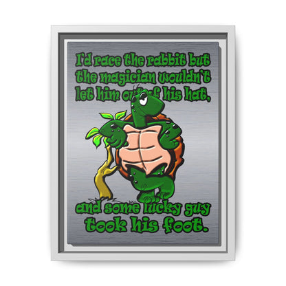 turtle race - framed canvas art (brushed nickel)