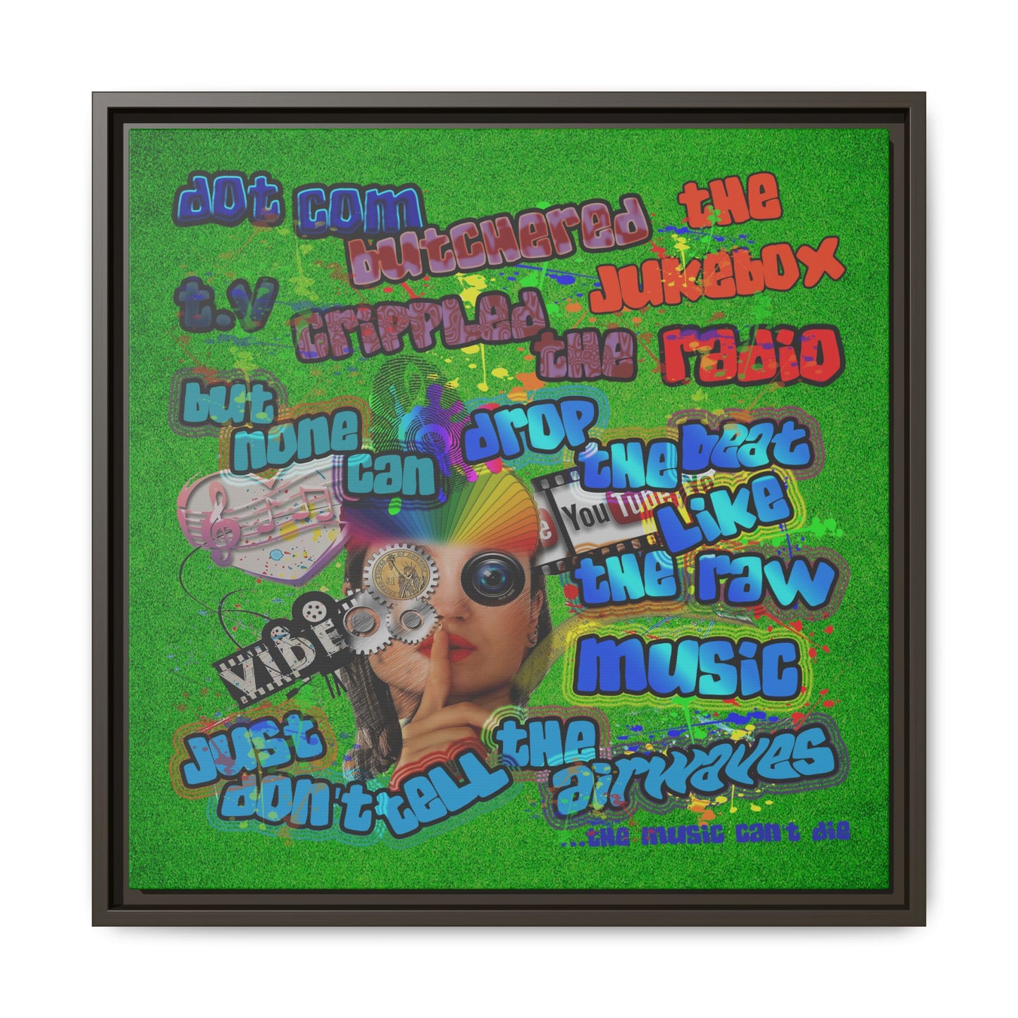 drop the beat - framed canvas art (green turf)
