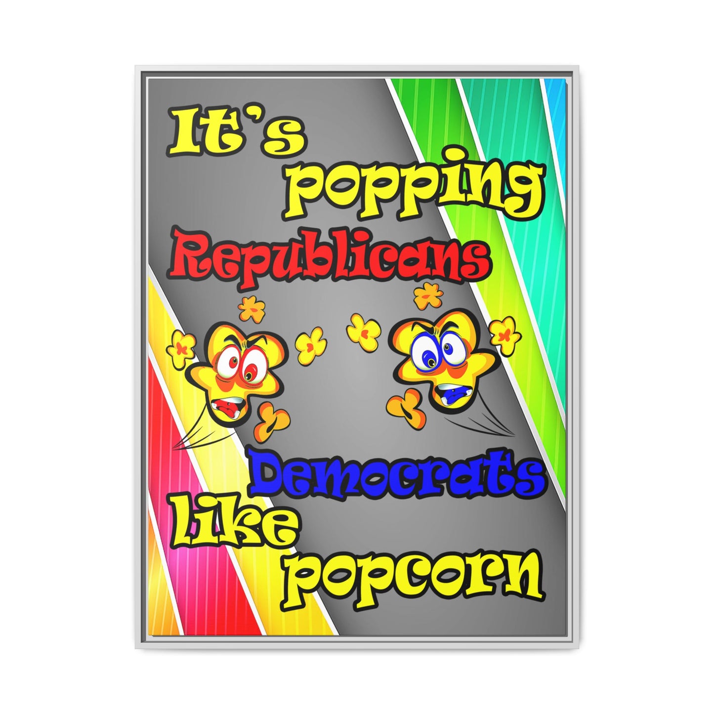 popping like popcorn - framed canvas art (rainbow split)