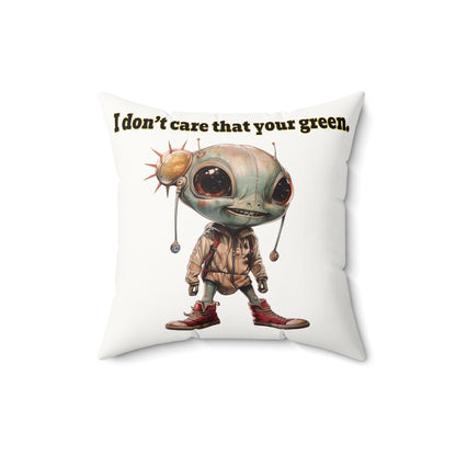 I don't care that your grey - Faux Suede Square Pillow - (white)