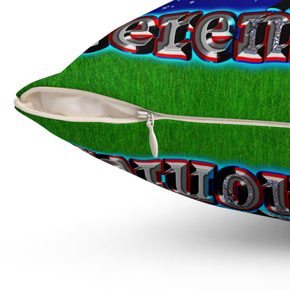 em cee squared - Spun Polyester Square Pillow - ('snoops' background)
