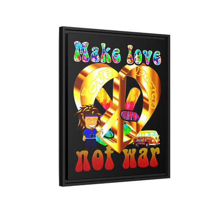 love peace - framed canvas art (black)