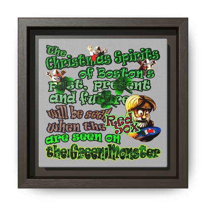 christmas spirits of boston - framed canvas art (light grey)