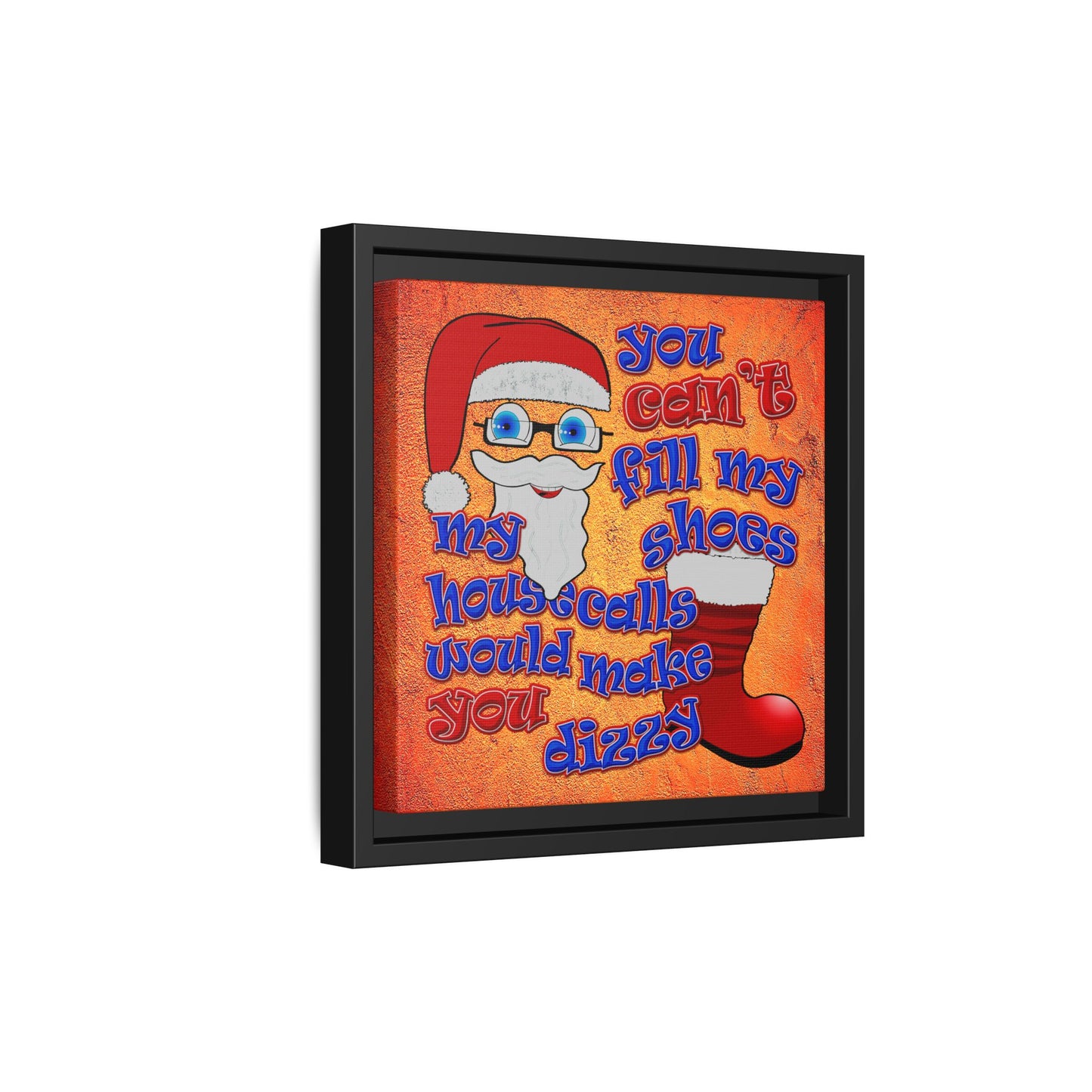 santa's shoes - framed canvas art (burnt orange)