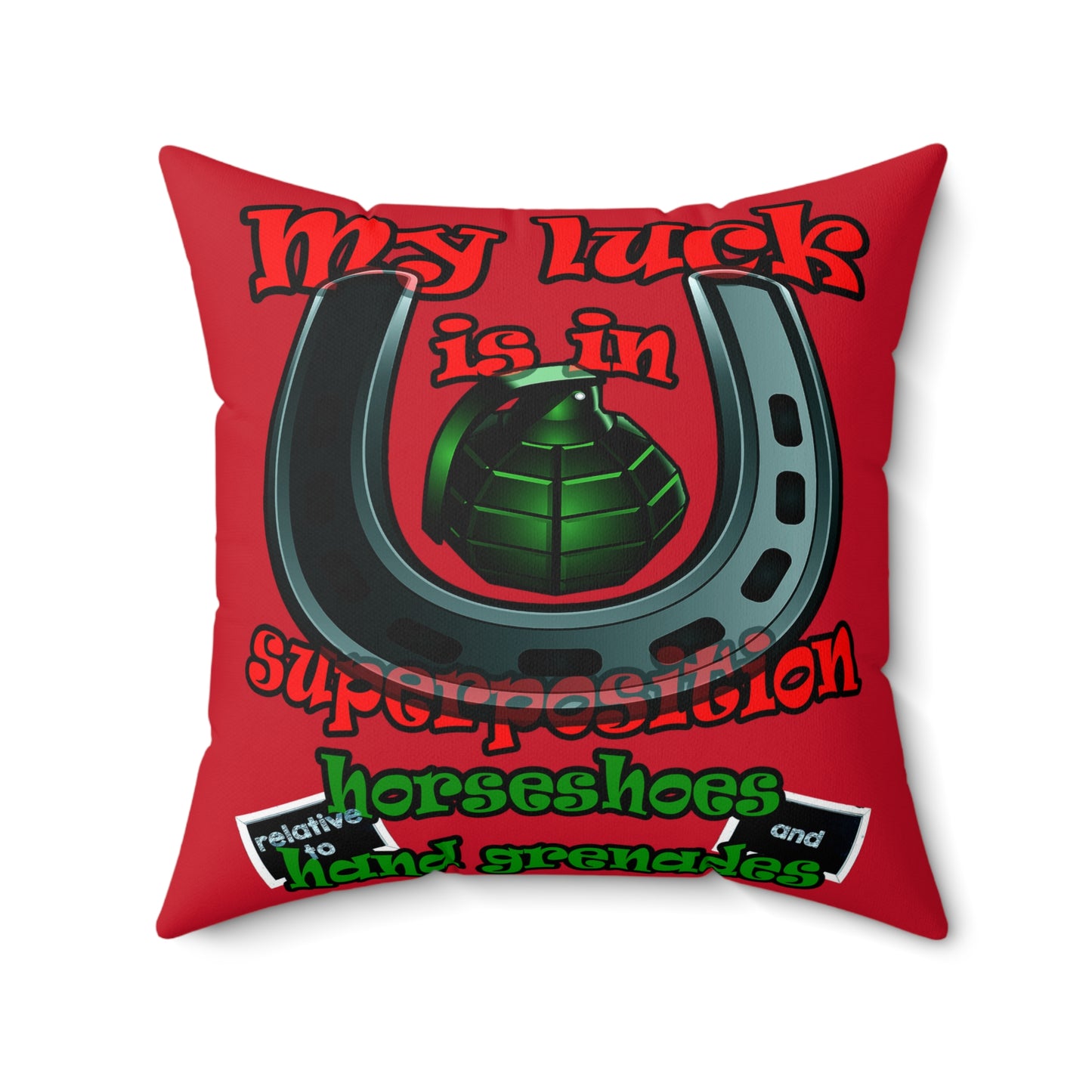 my luck - Spun Polyester Square Pillow - (dark red)
