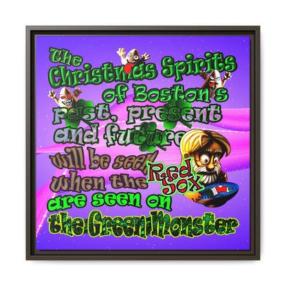 christmas spirits of boston - framed canvas art (purple-pink wave)