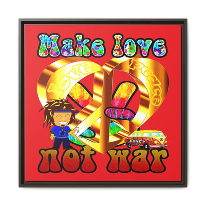 love peace - framed canvas art (red)