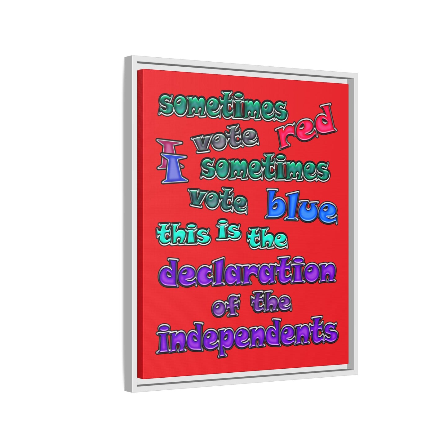 declaration of the independents - framed canvas art (red)