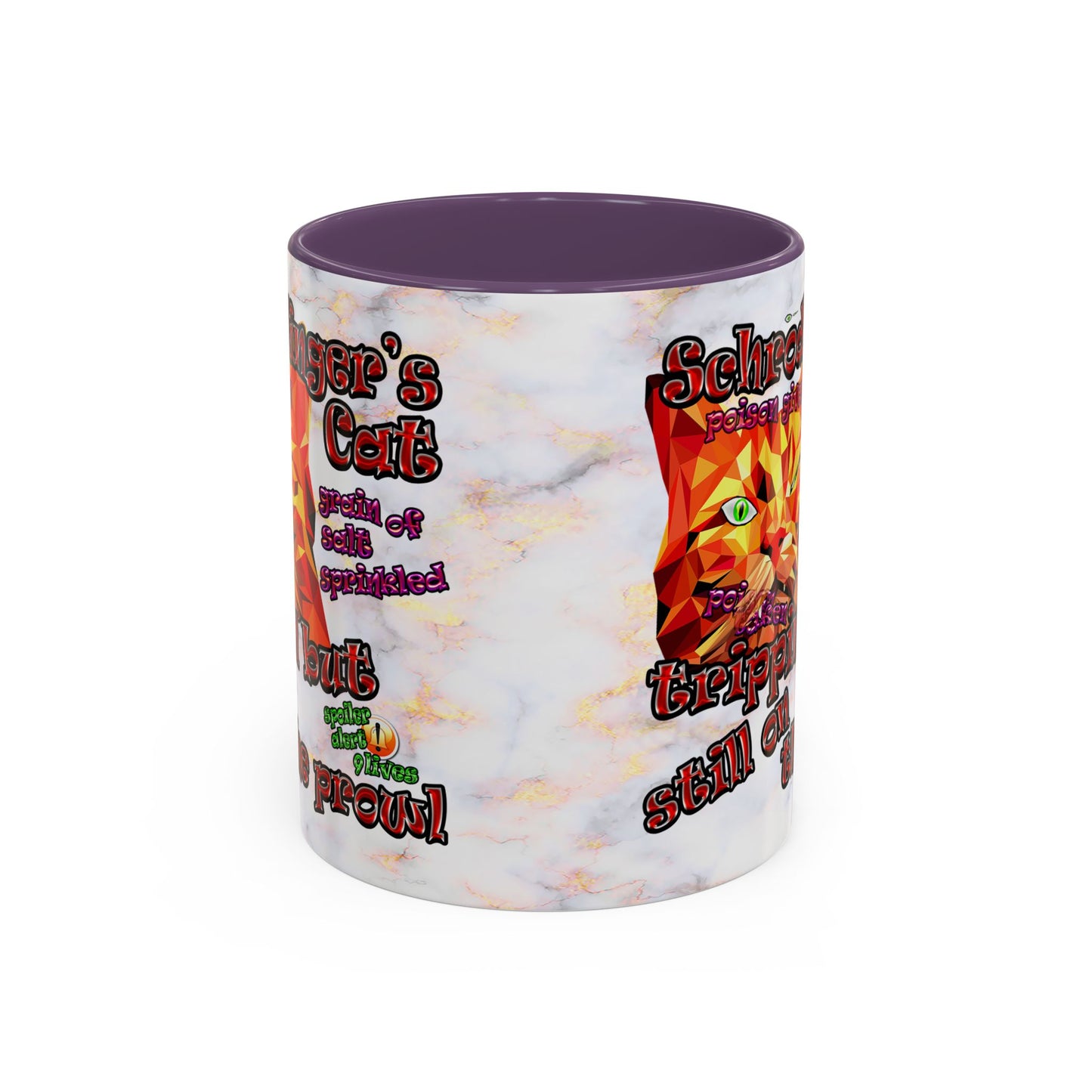 schrodinger's cat - Accent Mug (white marble)