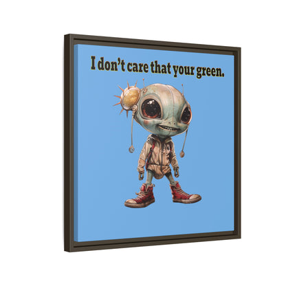 I don't care that your green - framed canvas art (light blue)
