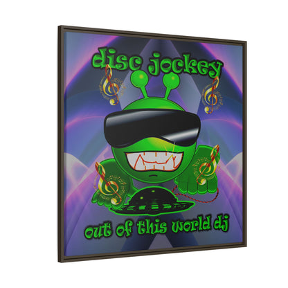 disc jockey - framed canvas art (grey-pink wave)