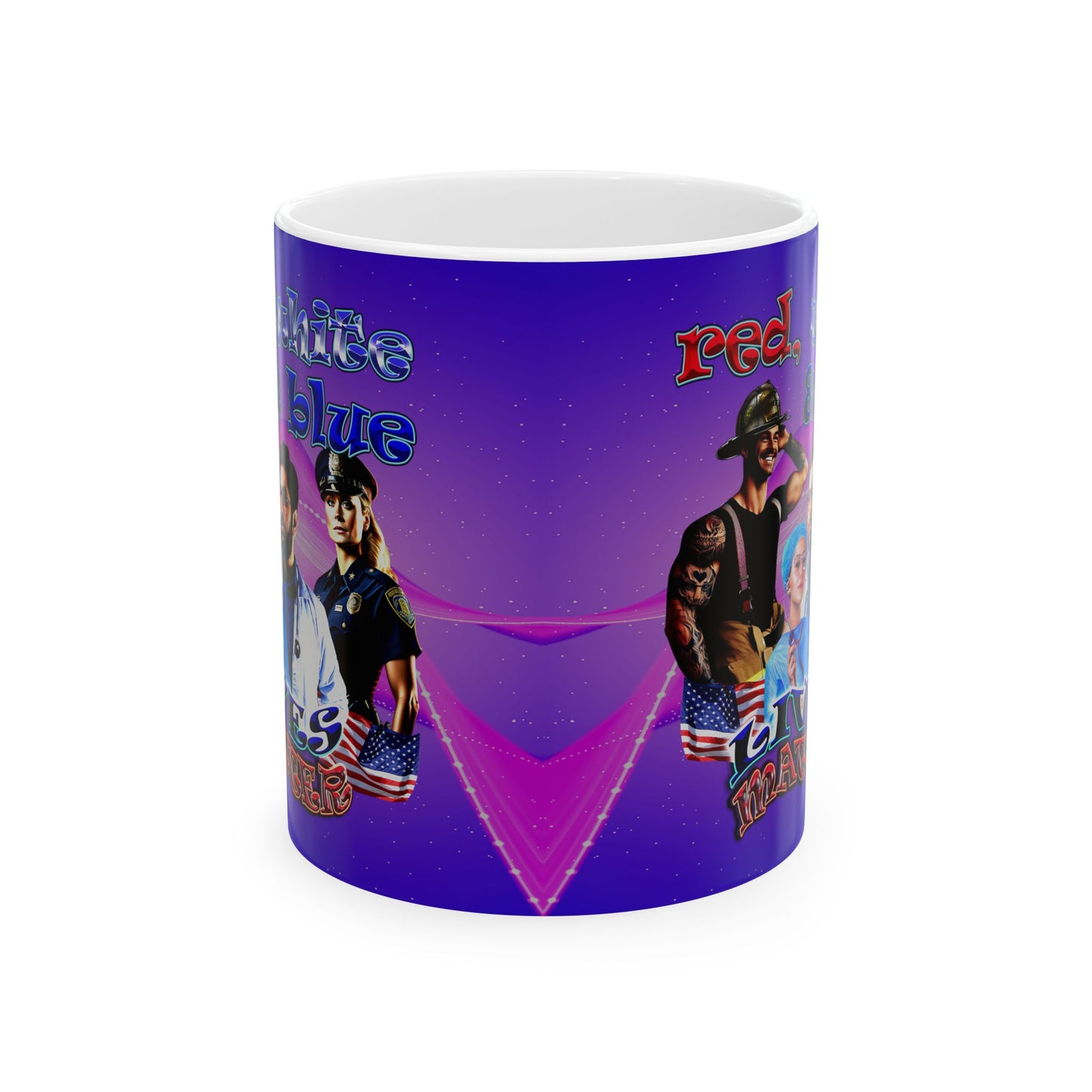 rw&b lives matter - White Mug (purple-pink wave)