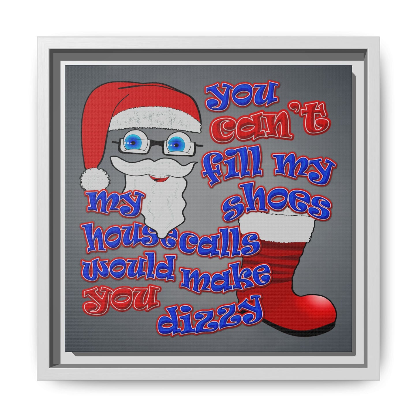 santa's shoes - framed canvas art (grey-light grey)